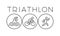 Vector line and flat triathlon logo and symbol.