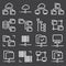 Vector line folder tree icons set