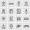 Vector line funeral icon set