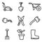 Vector line gardening icons set