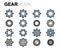 Vector line gear icons set