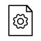 Vector line icon with gear outline symbol represents a setting for technology and computer support. Editable stroke of a linear