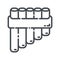 Vector line icon of a panpipes flute. Musical woodwind instrument icon.