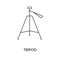 Vector line icon representing a tripod