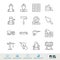 Vector line icon set. Construction and repair related linear icons. Building symbols, pictograms, signs