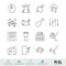 Vector line icon set. Music related linear icons. Musical symbols, pictograms, signs