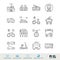 Vector Line Icon Set. Public Transport Related Linear Icons. City Vehicles Symbols, Pictograms, Signs