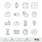 Vector Line Icon Set. Time Related Linear Icons. Clock Symbols, Pictograms, Signs