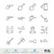 Vector line icon set. Weapons related linear icons. Army and police symbols, pictograms, signs