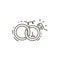 Vector Line Icon. Two rings together. Wedding. One line drawing. Isolated on white background
