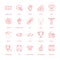 Vector line icons of american football game. Elements - ball, field, player, helmet, bullhorn. Linear signs set