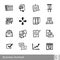 Vector line icons set of business symbols in unique rough and jagged design