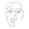Vector line illustration face. Contour symbol. isolated outline drawing.