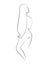 Vector line illustration of silhouette of slender girl with long hair