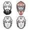 Vector line illustrations of 4 pro hockey players heads