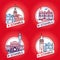 Vector line Istanbul historical badge set