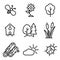 Vector line nature icons set