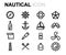 Vector line nautical icons set