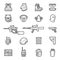 Vector line paintball or airsoft icon set