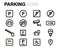 Vector line parking icons set