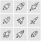 Vector line rocket icon set