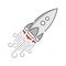 Vector line rocket icon. Symbol start and growth