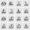 Vector line sailboat icon set