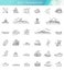 Vector line set of ships and boats