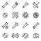 Vector line settings wrench icon set