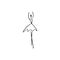 Vector line silhouette of elegant ballerina. Dancer icon