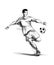 Vector line sketch footballer