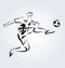 Vector Line sketch footballer