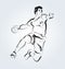 Vector Line sketch handball player