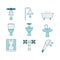 Vector line style icons of sanitary elements