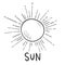 Vector line Sun Icon Brightness, Intensity Setting. hand drawing