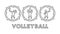 Vector line volleyball logo and icons. Silhouettes of figures volleyball player.