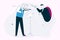 Vector linear character illustration of Violinist and conductor play