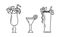 Vector linear cocktails with fruits. Isolated outline icons set of fresh summer cocktails on white