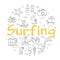 Vector linear concept of summertime concept - Surfing