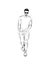 Vector linear drawing of a walking man. Sketch of a young man.