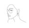 Vector linear face art, woman portrait with glasses and earrings. Continuous line, fashion beauty concept, woman