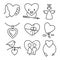 Vector linear flat color love and wedding icons