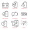 Vector linear icons set with battery and eco-energy theme for infographics and UX