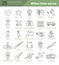 Vector linear icons set for military infographics