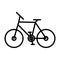 Vector linear image of a black contour of a simple bicycle, a flat line icon