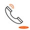 Vector linear image of telephone handset and orange sound, flat line icon