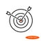 Vector linear image of two arrows sticking out of a target, a flat line icon