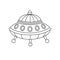 Vector linear UFO icon on white background. Isolated outline spaceship for coloring page