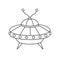 Vector linear UFO icon on white background. Isolated outline spaceship for coloring page