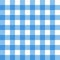Vector linen gingham checkered blanket tablecloth. Seamless white blue cloth table pattern background with natural textile texture